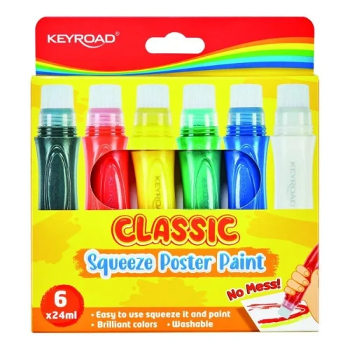 Przejdź do produktu Farby plakatowe KEYROAD w piórze do wyciskania 6 kolorów x 24ml