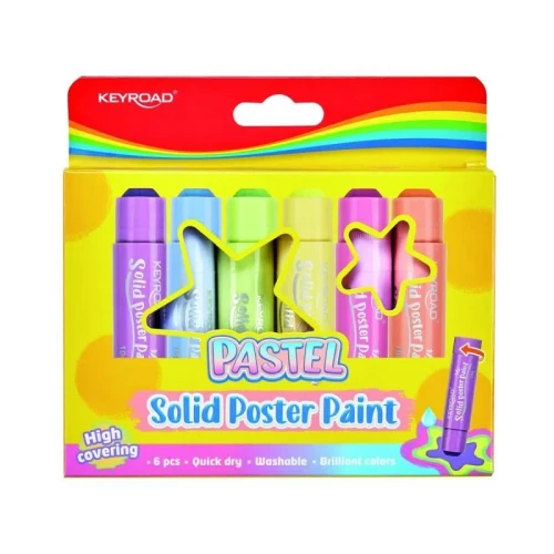 Przejdź do produktu Farby plakatowe KEYROAD w sztyfcie pastelowe 6 kolorów x 10g
