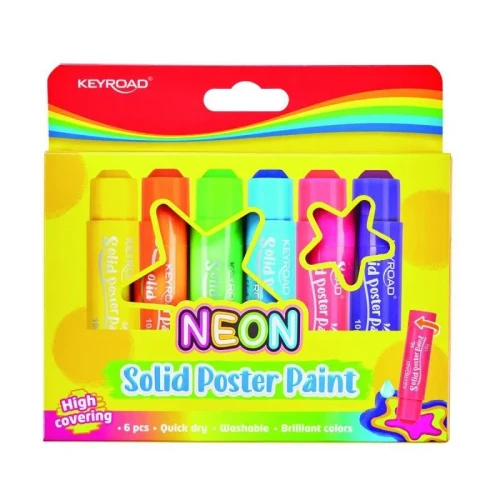 Przejdź do produktu Farby plakatowe KEYROAD w sztyfcie neonowe 6 kolorów x 10g