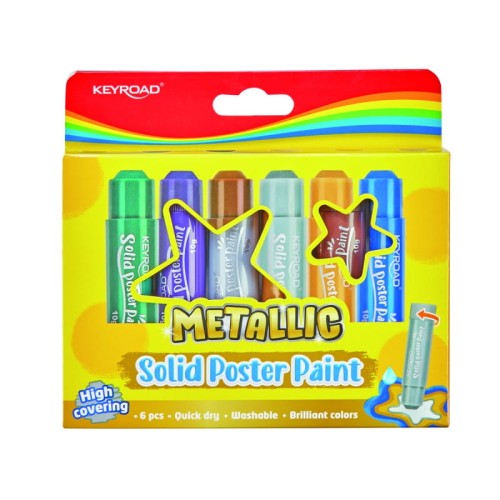 Przejdź do produktu Farby plakatowe KEYROAD w sztyfcie metaliczne 6 kolorów x 10g