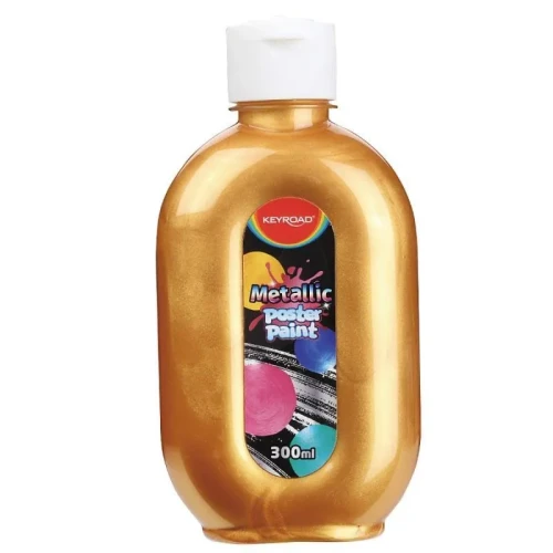 Przejdź do produktu Farba plakatowa KEYROAD, metaliczna, 300 ml, butelka, złota