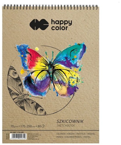 Przejdź do produktu Szkicownik na spirali 170x250mm, 80 ark, 70gsm, Happy Color