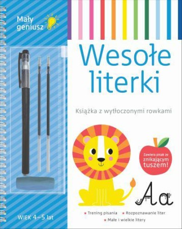 Okladka-ksiazki-Maly-geniusz.-Wesole-literki-z-dolaczonym-pisakiem-ze-znikajacym-tuszem-oraz-wizerunkiem-lwa-i-jablka.webp