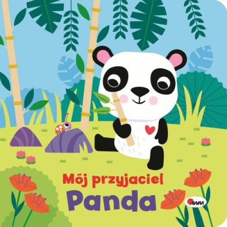 Okladka-ksiazeczki-Moj-przyjaciel.-Panda-przedstawiajaca-pande-trzymajaca-w-lapce-galazke-bambusa.webp