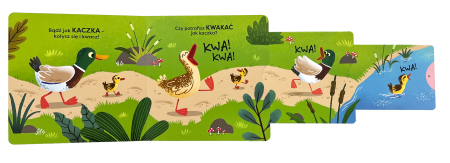 Wnetrze-ksiazeczki-z-ruchomymi-elementami-Zwierzaki-w-ruchu.-Badz-jak-kaczka-przedstawiajace-idace-droga-kaczki.-Ilustracja-zawiera-wysuwany-element.webp