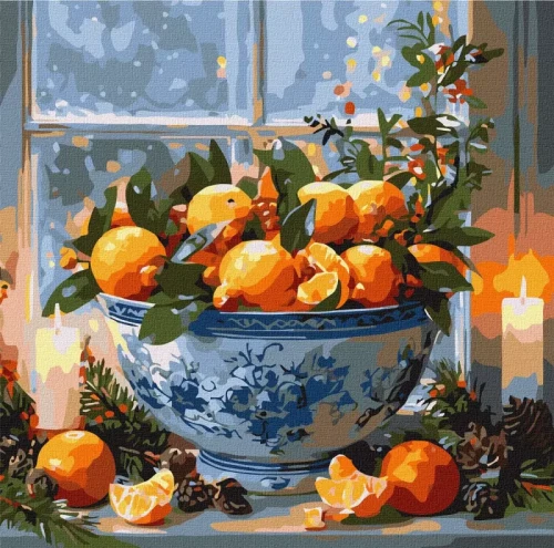 Przejdź do produktu Malowanie po numerach - Cytrusy w wazonie 40x40cm