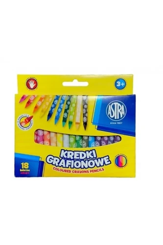 Przejdź do produktu Kredki grafionowe okrągłe ASTRA 18 kolorów - 7/85