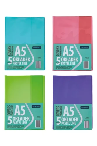 Przejdź do produktu Okładka A5 PASTEL LINE nieregulowana, 5 szt