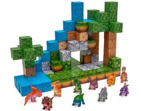 Klocki Magnetyczne Konstrukcyjne 3D Sześciany Bloki Kostki Dino Świat 114el.webp