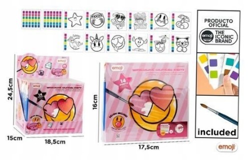 Przejdź do produktu Kolorowanka EMOJI BUBBLE YUM z farbą i pędzelkiem 12kolorowanek + 2ark