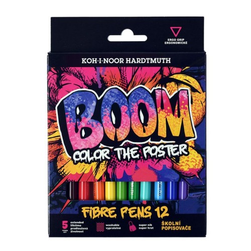 Przejdź do produktu Flamastry BOOM 12 kolorów w kartoniku Koh-I-Noor