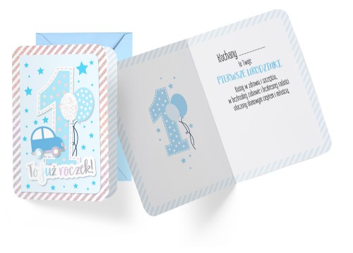 Przejdź do produktu Karnet DK-833 Urodziny 1 (roczek, cyferki, auto)