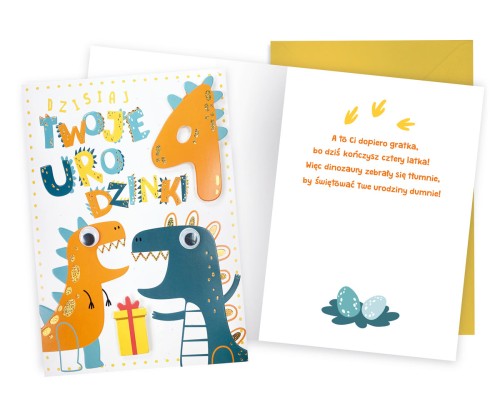Przejdź do produktu Karnet DKP-037 Urodziny 4 (cyferki, dinozaury)