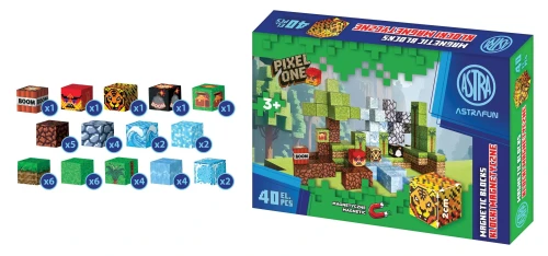 Przejdź do produktu KLOCKI MAGNETYCZ ASTRAFUN PIXEL ONE DŻUNGLA 40 EL.