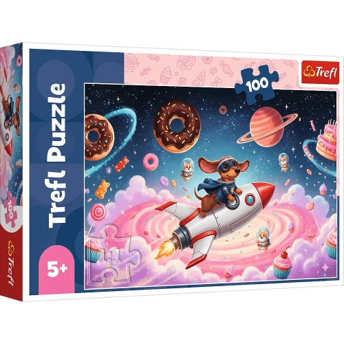 Przejdź do produktu Puzzle 100 Jamnik na rakiecie 16558
