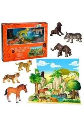 Przejdź do produktu 31617 Zestaw Figurek Dzikie Zwierzęta Leopard Tygrys Słoń Koń Park Plansza 3D - LEAN Toys