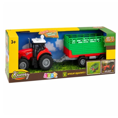 29801 Traktor z Przyczepą Do Transportu Zwierząt Figurki Krów Światła Dźwięki 4 el5.webp