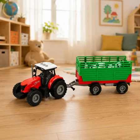 29801 Traktor z Przyczepą Do Transportu Zwierząt Figurki Krów Światła Dźwięki 4 el4.webp