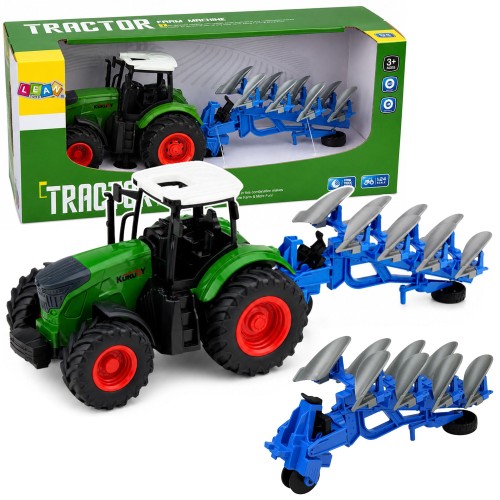 Przejdź do produktu 29792 Traktor Rolniczy Farmerski Z Pługiem Wieloskibowym Gumowe Koła Zielony 1:24 - LEAN Toys