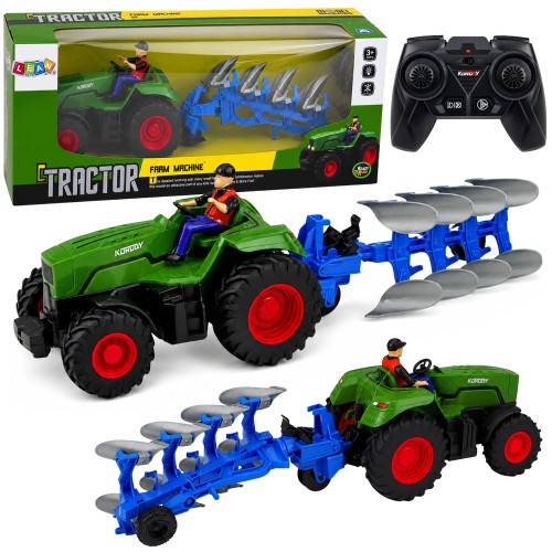 Przejdź do produktu 29739 Traktor z Pługiem i Rolnikiem Zdalnie Sterowany RC Światła Zielony 1:24 - LEAN Toys