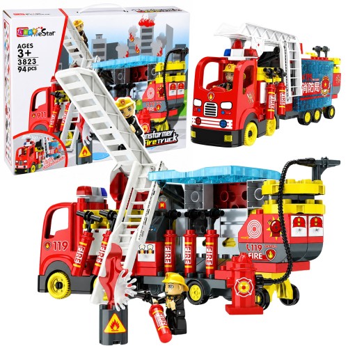 Przejdź do produktu 29552 Rozkładany Wóz Strażacki Klocki Figurki Strażaków Światła Dźwięki 94 el. - LEAN Toys 5907990203877