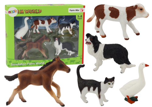 Przejdź do produktu 17665 Zestaw Figurek Zwierzęta Wiejskie Farma 5 Sztuk Koń Krowa Kot Gęś Pies - LEAN Toys