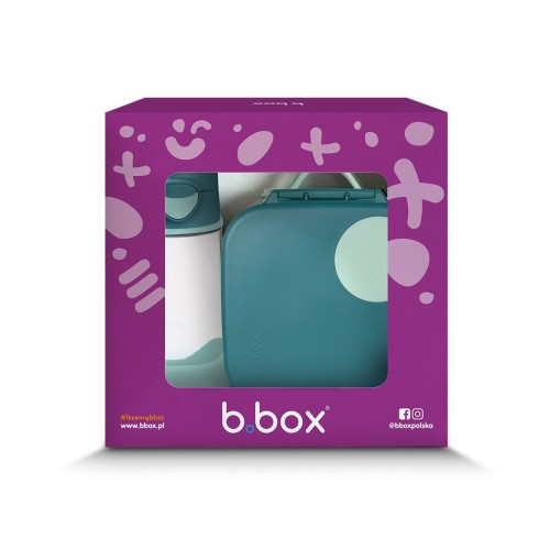 Przejdź do produktu Zestaw Sportowa butelka tritanowa 450 ml + Mini Lunchbox, Emerald Forest, b.box