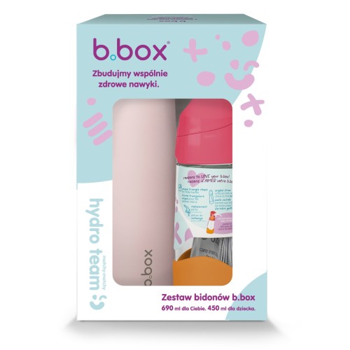 Przejdź do produktu Zestaw Hydro Team butelka termiczna 690 ml Pink Paradise + butelka na wodę ze słomką tritanowa 450 ml Strawberry Shake, b.box