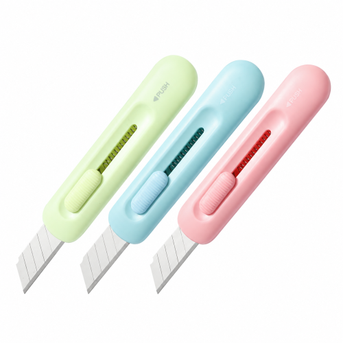 Przejdź do produktu Nożyk biurowy mini, Deli EM410, LonGreen, ostrze łamane 12mm, mix kolorów