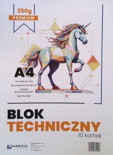 Przejdź do produktu BLOK TECHNICZNY A4 BIAŁY 250G PREMIUM WEKTOR