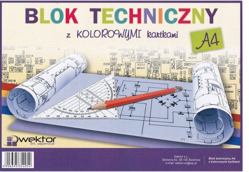 Przejdź do produktu BLOK TECHNICZNY A4 KOLOR WEKTOR 160G 8 KARTEK