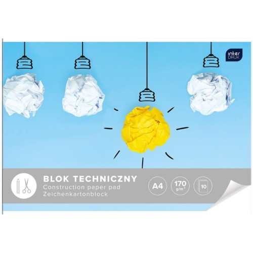 Przejdź do produktu BLOK TECHNICZNY A4/10 BIAŁY 170G INTERDRUK