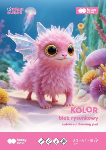 Przejdź do produktu BLOK RYSUNKOWY A4/15 KOLOR AQUA CUTIES 80G  HAPPY COLOR