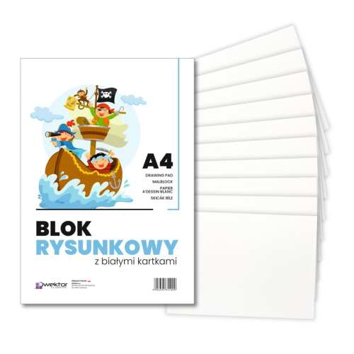 Przejdź do produktu BLOK RYSUNKOWY A4 BIAŁY WEKTOR 80G 20 KARTEK