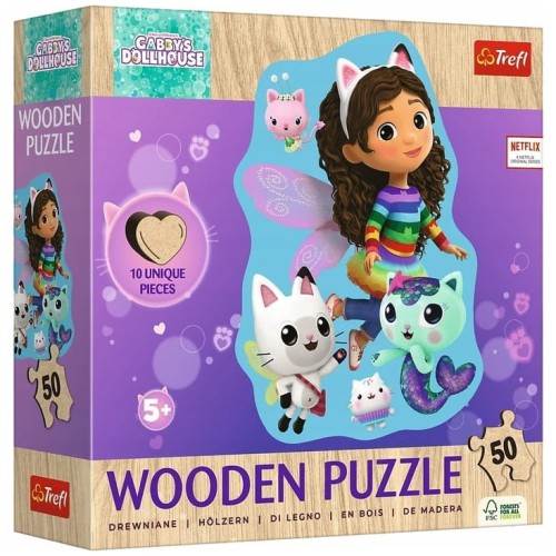Przejdź do produktu Puzzle drewniane 50-el. konturowe - Universal Gabby""s Dollhouse, Trefl