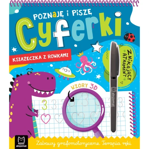 Przejdź do produktu Poznaję i piszę cyferki. Książeczka z rowkami. Znikający atrament. Wzory 3D. Zabawy grafomotoryczne. Terapia ręki