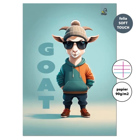 Bee-bee GOAT zeszyt A4 – 32 kartki, kolorowa potrójna linia z marginesem.jpg