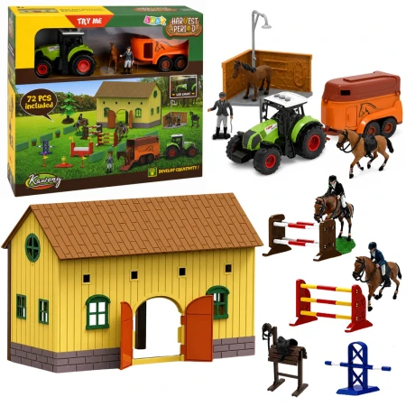 29807 Zestaw Farma Stadnina Traktor Tor Przeszkód Skocznie Konie Figurki 72 el. - LEAN Toys 1.jpg