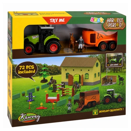 29807 Zestaw Farma Stadnina Traktor Tor Przeszkód Skocznie Konie Figurki 72 el. - LEAN Toys 2.jpg