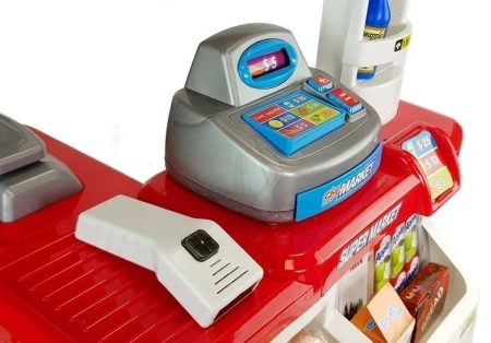 7526 Zabawkowy Market z Wózkiem Kasa Fiskalna Skaner Artykuły Spożywcze Zakupy - LEAN Toys 3.jpg