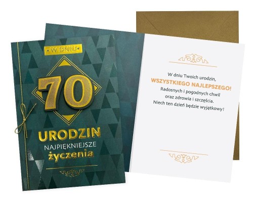 Przejdź do produktu Karnet B6 Urodziny 70 męskie Kukartka