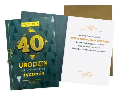 Przejdź do produktu Karnet B6 Urodziny 40 męskie Kukartka