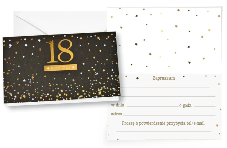 Zaproszenie PMZ-141 Urodziny 18 Kukartka – osiemnastka, cyfry, gwiazdki.png