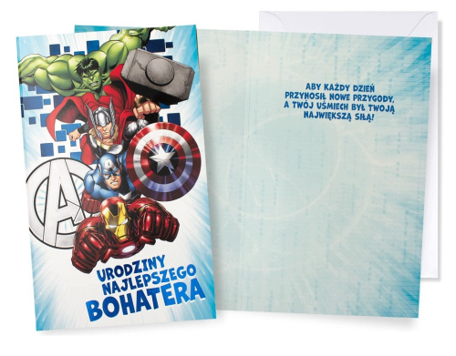 Przejdź do produktu Karnet Urodziny Avengers DHS-055 Kukartka z kopertą i naklejkami