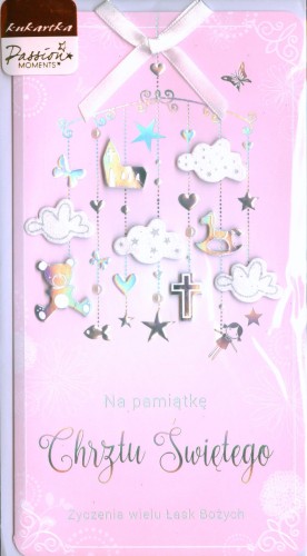 Przejdź do produktu Karnet PM-080 Chrzest różowy Kukartka – pamiątka Chrztu Świętego