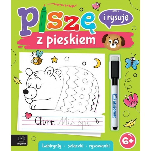 Przejdź do produktu Piszę i rysuję z pieskiem. Labirynty, szlaczki, rysowanki. cieralny pisak