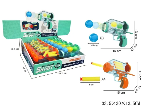 Przejdź do produktu Pistolet na strzałki/piłki 12szt/dis G219257 00456