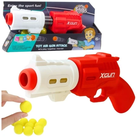 28027 Pistolet Broń Na Miękkie Kulki Piankowe XGUN Czerwony 6 szt. - LEAN TOYS.jpg