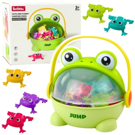 27268 Gra Zręcznościowa Skaczące Żabki Pojemnik 15 Żabek Zielona - LEAN Toys 5905991078425.jpg