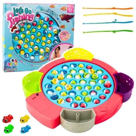 25115 Gra Interaktywna Zręcznościowa Na Baterie Łowienie Rybek Różowa - LEAN Toys 1.jpg